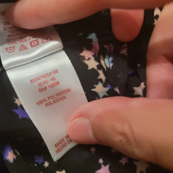NWT! Bongo Starry Black Night Pastel Yellow Pink Purple Stars Sheer Caged Tunic - Picture 11 of 11